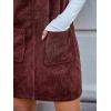 CUPSHE Women’s U Neck Pinafore Mini Fall Dress Shoulder Straps with Button Front Patch Pockets Casual Autumn Dresses(Brown)