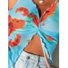 CUPSHE Women’s V Neck Sexy Crop Top Twist Front Beach Top Spaghetti Strap Cami Tops(Blue)