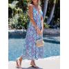 CUPSHE Women’s V Neck Striped Summer Dress Casual Floral Maxi Dresses Sleeveless Long Flowy Sundress with Removable Pads(Blue Stripe)