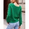 CUPSHE Women’s V-Neck Sweater Reversible Lightweight Long Sleeve Pullover 2025 Fall Casual Knit Sweater Top(Green)