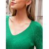 CUPSHE Women’s V-Neck Sweater Reversible Lightweight Long Sleeve Pullover 2025 Fall Casual Knit Sweater Top(Green)
