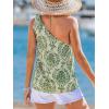 CUPSHE Womens Vacation Beach Floral Sleeveless Bow Tie One Shoulder Cover Up Tops Shirt(Green)