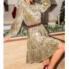 CUPSHE Women’s Velvet Mini Dresses Casual Long Sleeve A-Line Flowy Dress Cocktail Wedding Guest(Yellow)
