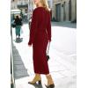 CUPSHE Women’s Winter Dresses Pencil Bodyon Long Sleeve Crew Neck Button Front Slit Casual Knitted Midi Dress(Burgundy)