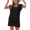 CUPSHE Crochet Swimsuit Coverup for Women Hollow Out Split Casual Summer Beach Cover Up Dress for Swimwear(Black)