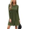 CUPSHE Fall Dress for Women 2025 Casual Round Neck Long Sleeve Knit Ruffled Fitted A Line Mini Spring Sweater Dress(Olive Green)