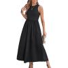 CUPSHE Formal Dress for Women 2025 Party Round Neck Knit Tank Top Cutout Sleeveless Pockets Maxi Dress(Black)