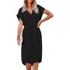 CUPSHE Midi Dress for Women 2025 V Neck Short Sleeves Knotted Pockets Tunic Waist Spring Casual Dress(Black)