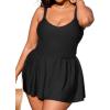 CUPSHE Plus Size Swimsuit for Women One Piece Bathing Suit Scoop Neck Ruffled Swim Dress Adjustable Straps(Black)