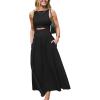 CUPSHE Summer Dress for Women 2025 Formal Sleeveless Round Neck Cutout Pockets Casual A Line Maxi Dress(Black)