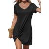CUPSHE Summer Dresses for Women Short Sleeve Twisted Casual T Shirt Dress Beach Swimsuit Coverup(Black)