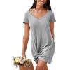 CUPSHE Summer Dresses for Women Short Sleeve Twisted Casual T Shirt Dress Beach Swimsuit Coverup(Grey)