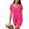 CUPSHE Summer Dresses for Women Short Sleeve Twisted Casual T Shirt Dress Beach Swimsuit Coverup(Rose Red)