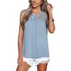 CUPSHE Summer Tank Tops for Women Sleeveless Floral Lace Scoop Neck Tops Loose Fit Shirts Casual Vacation Outfits(Blue)