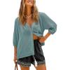 CUPSHE Swimsuit Coverup for Women Button Down 100% Cotton Shirts Half Sleeve Beach Wear Blouse(Sky Blue)