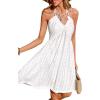 CUPSHE Swimsuit Coverup for Women Summer Dresses Backless Eyelet Beach Cover Ups Halter Mini Dress(White)