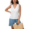 CUPSHE White Jersey Eyelet Tank Top V Neck Sleeveless Going Out Casual Summer Basic Loose Shirts(Green)