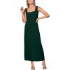CUPSHE Women Backless Maxi Summer Dress Back Vent Square Neck Sleeveless A Line Casual Sundress Spring Semi Formal Dress(Green)