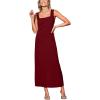 CUPSHE Women Backless Maxi Summer Dress Back Vent Square Neck Sleeveless A Line Casual Sundress Spring Semi Formal Dress(Red)