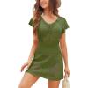 CUPSHE Women Bathing Suit Cover Up Swimsuit Crochet Cover-Up Swimwear Beach Dress Vacation Outfits(Dark Green)