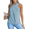 CUPSHE Women Crisscross Top Sleeveless Shirt Halter Tee Casual(Blue)
