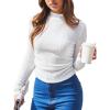 CUPSHE Women Long Sleeve T Shirts Crewneck Basic Casual Slim Fitted Knit Tops(White)