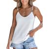 CUPSHE Women Loose Fit Casual Flowy Tank Tops Cami V Neck Sleeveless Tshirts(White)