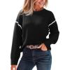 CUPSHE Women Oversized Sweater Drop Shoulder Contrast Long Sleeve Knit Top Casual Lightweight Pullover Fall Sweaters(Black)