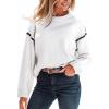 CUPSHE Women Oversized Sweater Drop Shoulder Contrast Long Sleeve Knit Top Casual Lightweight Pullover Fall Sweaters(B-white)