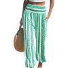 CUPSHE Women Pants Smocked Waist Pants Tapered Leg Pant Loose Fit Long Trousers Casual Beach(Green)