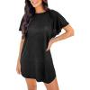CUPSHE Women Swimsuit Cover Up Cutout Short Dolman Sleeve Beach Swimwear for Vacation 2025(Black)