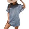 CUPSHE Women Swimsuit Cover Up Cutout Short Dolman Sleeve Beach Swimwear for Vacation 2025(Royal Blue)