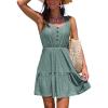 CUPSHE Women Swimsuit Cover Ups Sleeveless Button Front Semi Sheer Beach Coverup Dress(Eucalyptus Green)