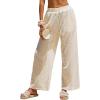 CUPSHE Women Swimsuit Coverup Pants Wide Leg Sheer Mesh Beach Pants with Side Pockets(Beige)