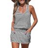 CUPSHE Women Swimsuit Coverup Racerback Sleeveless Beach Cover Ups Dress with Side Pockets(Black Striped)