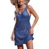 CUPSHE Women Swimsuit Crochet Sleeveless Cover Ups Summer Hollow Out Knit Bathing Suit Beach Coverup Dress(Blue)