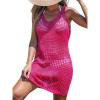 CUPSHE Women Swimsuit Crochet Sleeveless Cover Ups Summer Hollow Out Knit Bathing Suit Beach Coverup Dress(Rose Red)