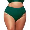 CUPSHE Women Swimsuit Plus Size Bikini Bottom High Waisted Ribbed Texture Modest Widen Band Bathing Suit(Green)