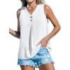 CUPSHE Women Tops Button Front Sleeveless Blouse V-Neck Shirt Cami Casual Dressy Summer(White)