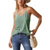 CUPSHE Women Tops Eyelet Jersey Cami Lace Shirt V Neck Sleeveless Tee Casual Dressy(Green)