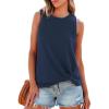 CUPSHE Women Tops Sleeveless Ribbed Twist Tank Top Crew Neck Shirt Casual Summer(Dark Blue)