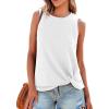 CUPSHE Women Tops Sleeveless Ribbed Twist Tank Top Crew Neck Shirt Casual Summer(White)