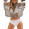 CUPSHE Women’s Bathing Suit Cover Up Swimsuit Cutout Crochet Summer Beach Wear Vacation Outfits(Brown)