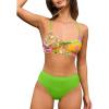 CUPSHE Women’s Bikini Set Two Piece Swimsuit Scoop Neck Cutout Bow Tie Front Bathing Suit Crisscross Back Self Tie(Lime Green/Orange)