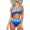 CUPSHE Women’s Bikini Sets Adjustable Removable Straps Bandeau Swimsuit High Waisted Cheeky Bottom O Ring(Sky Blue/Royal Blue)