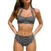 CUPSHE Women’s Bikini Sets Two Piece Sweetheart Neck Swimsuit Underwire Halter Bathing Suit Wide Straps Self Tie(Black/White Plaid)