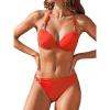 CUPSHE Women’s Bikini Sets Two Piece Swimsuit Underwire Bathing Suits Sweetheart Neck Halter Tie O Ring Back Hook(Red Orange)