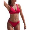 CUPSHE Women’s Bikini Sets Two Piece Swimsuit V Neck Crisscross Tie Back Mid Rise Stylish Sexy Bathing Suit(Cranberry Red)