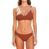 CUPSHE Women’s Bikini Sets Two Piece Swimsuit with Bead V Neck Wrapped Front Bathing Suit Mid Rise Back Hook(Wine Red)