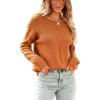 CUPSHE Women’s Cable Knit Sweaters Long Sleeve Boat Neck 2024 Fall Sweater Tops(Brown)